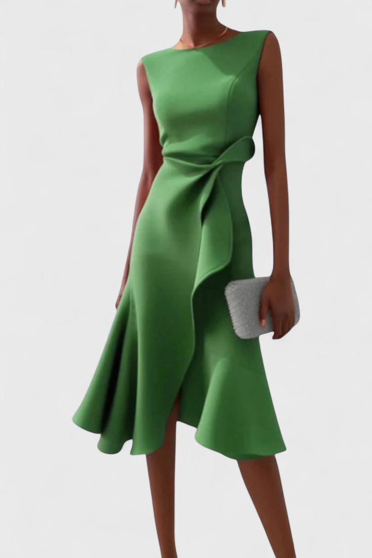 Claudia - Vestido midi drapeado y elegante