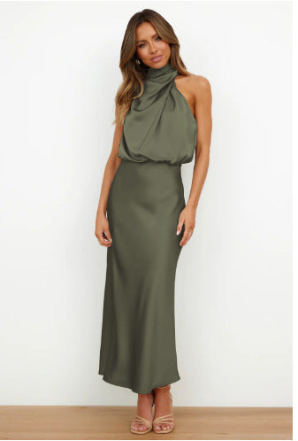Isadora - Vestido midi satén drapeado