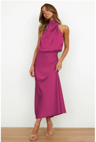 Isadora - Vestido midi satén drapeado