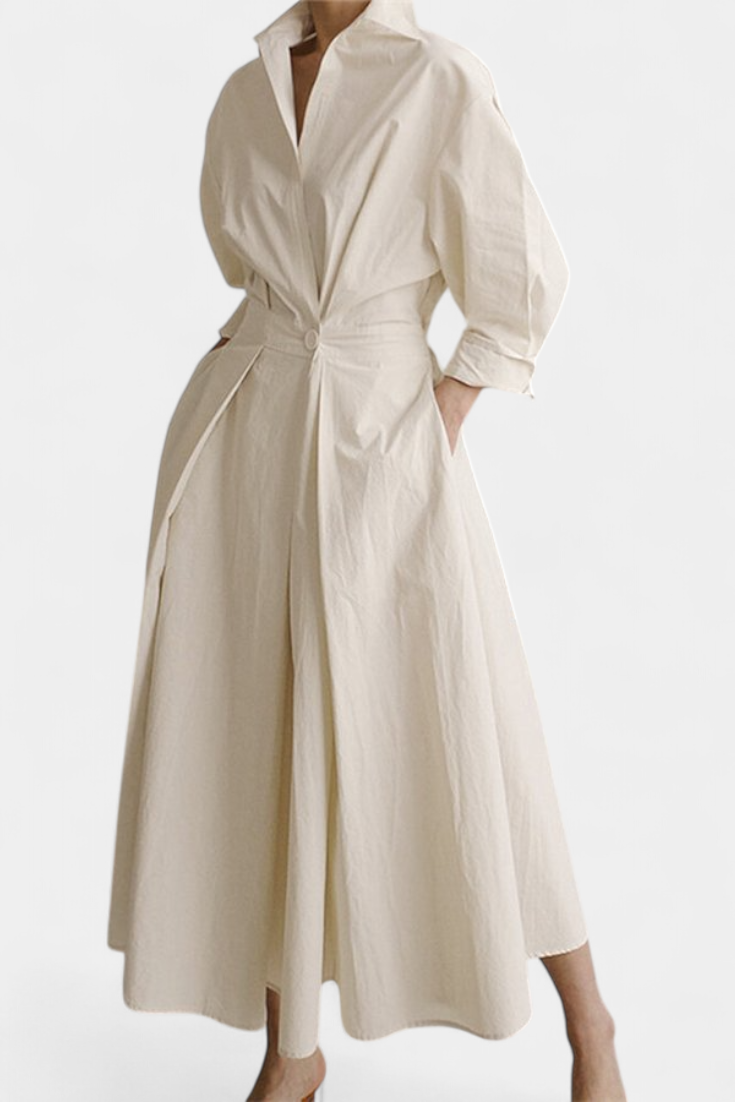 Miriam - Vestido camisero drapeado
