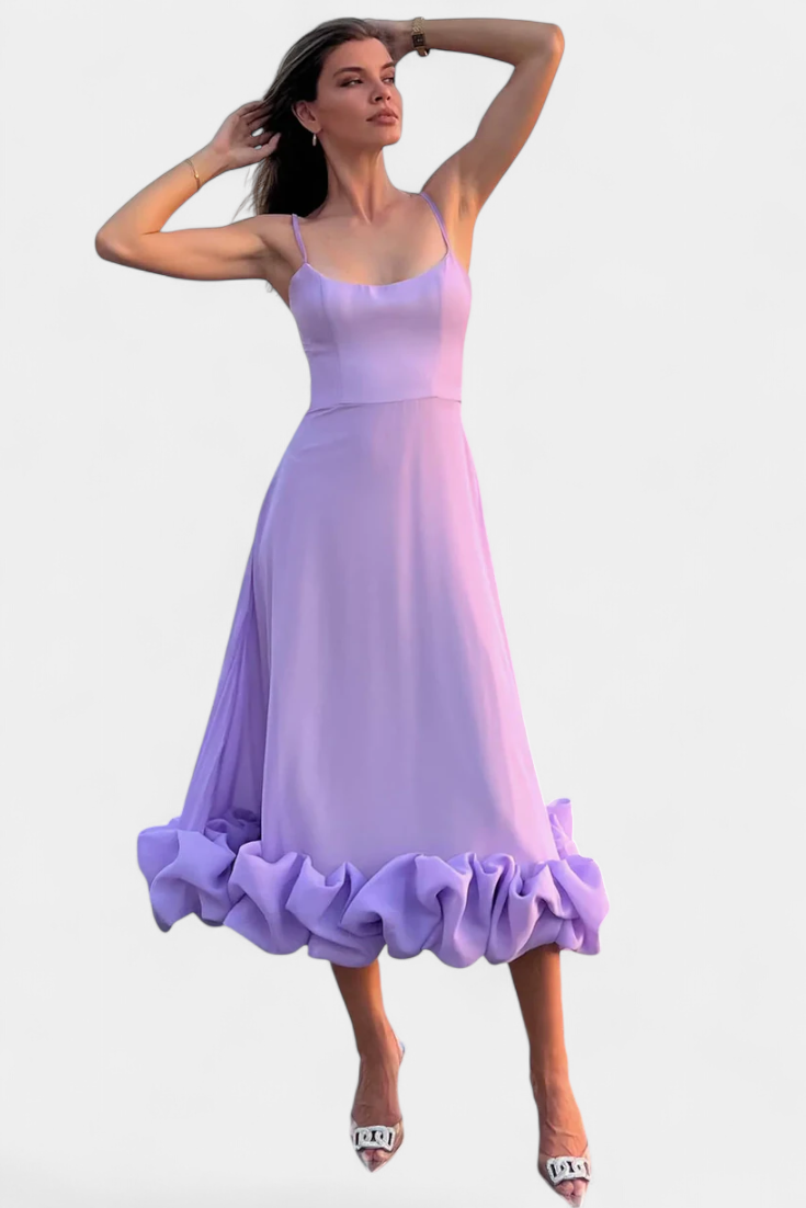 Sela - Vestido midi con volante en el bajo