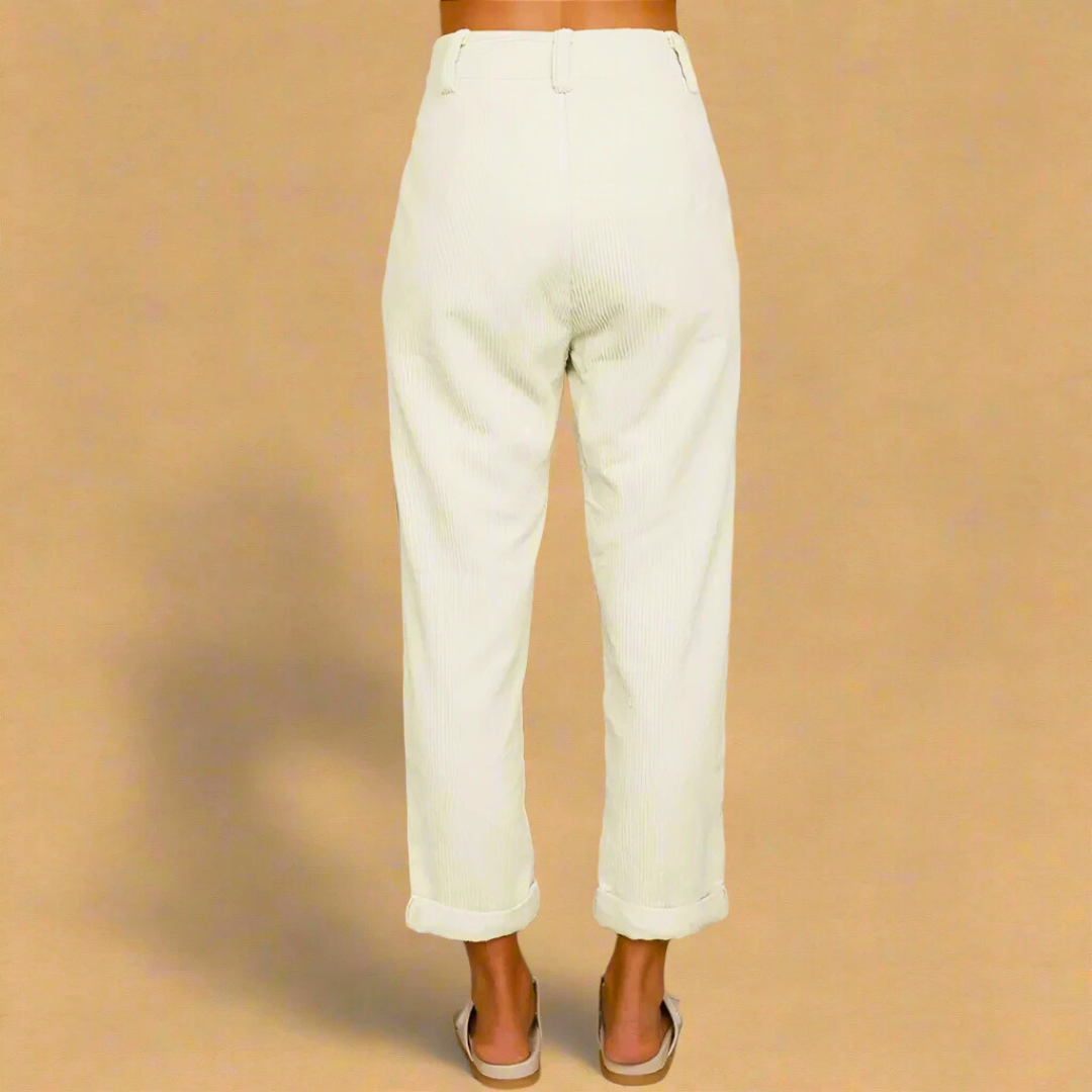 Olivia - Pantalón mujer pana | marrón, negro, crema, mostaza y azul