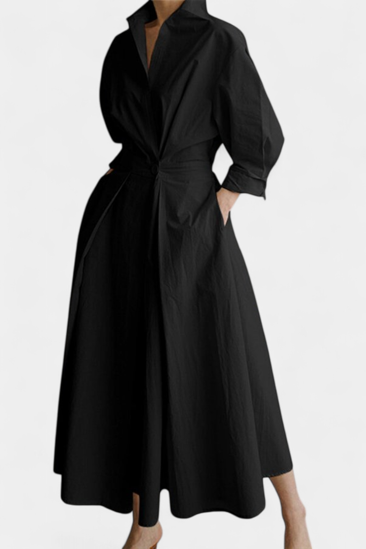 Miriam - Vestido camisero drapeado