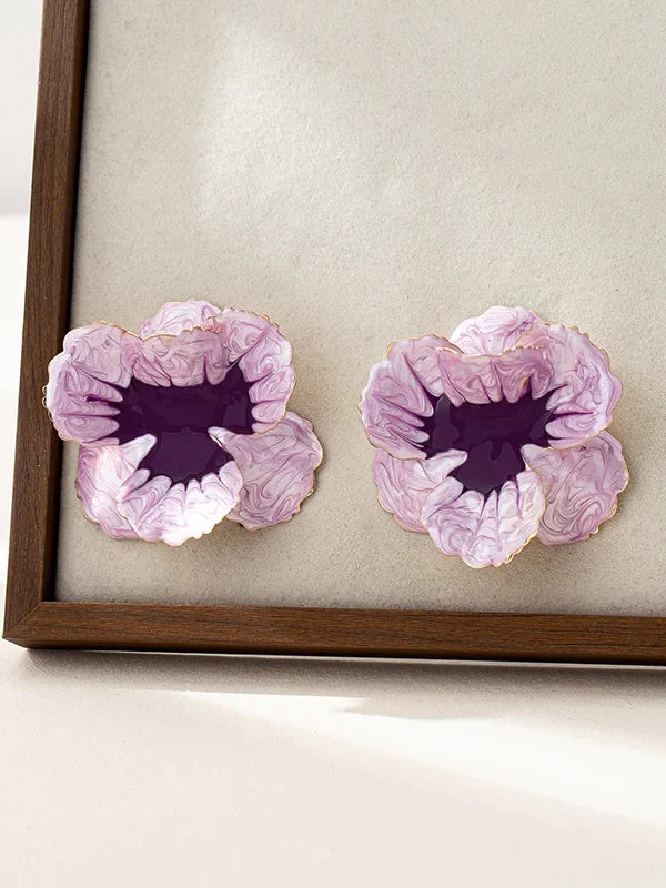 Fiore - Pendientes de flores con acabado marmolado