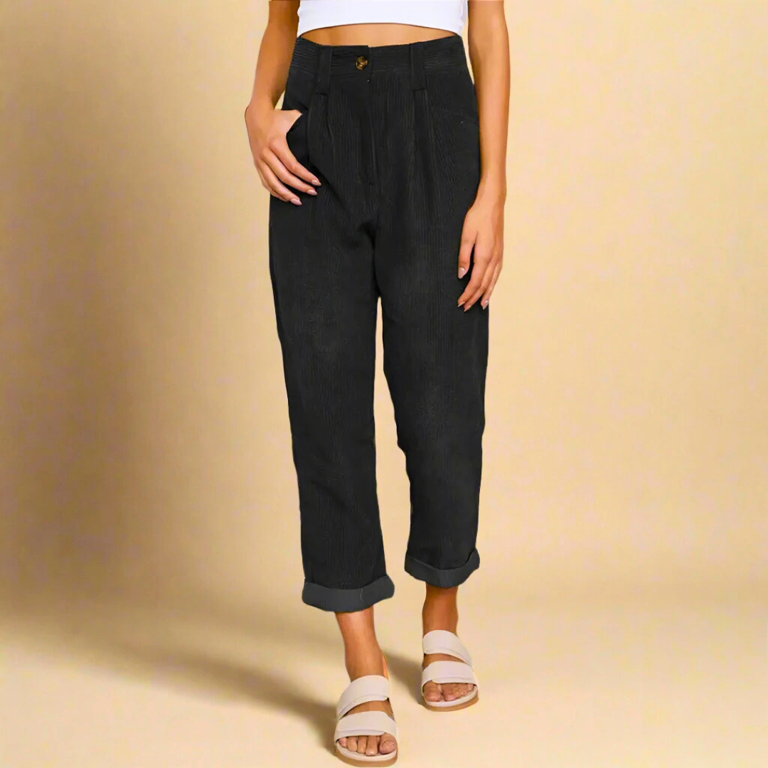 Olivia - Pantalón mujer pana | marrón, negro, crema, mostaza y azul