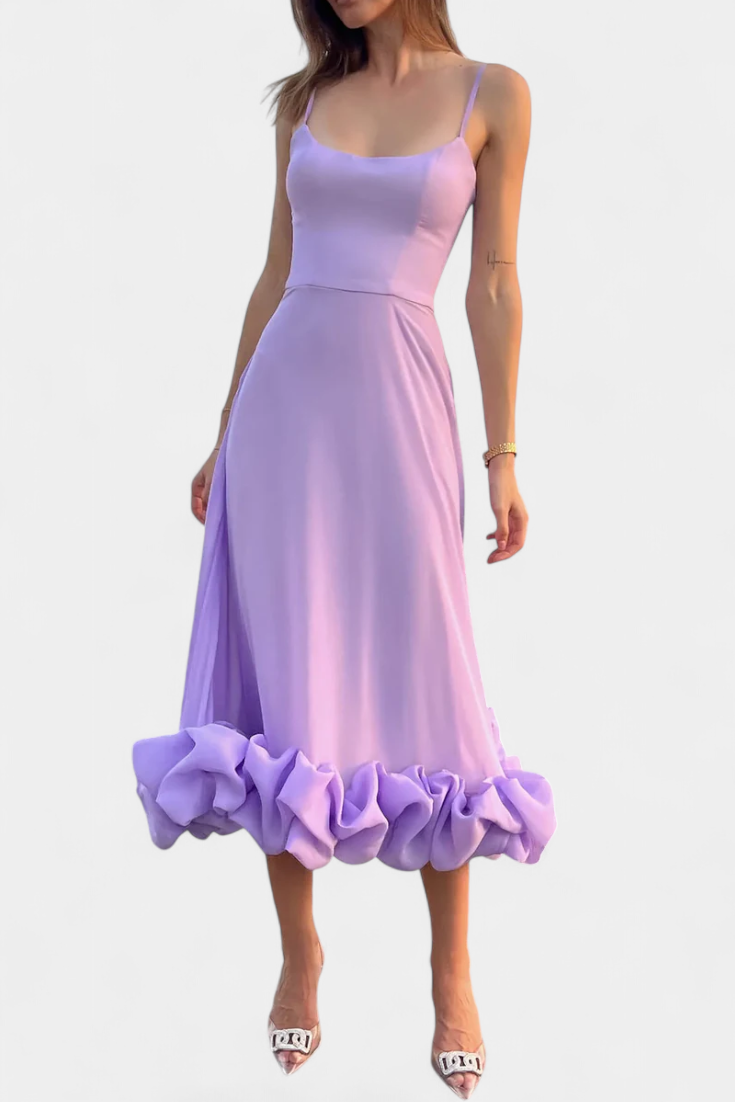 Sela - Vestido midi con volante en el bajo