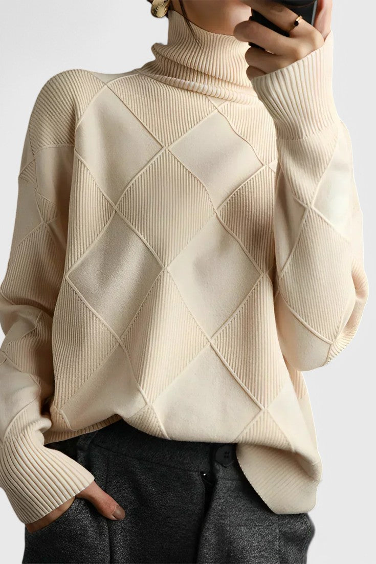 Jasmine - Jersey de cuello alto con estampado de cuadros
