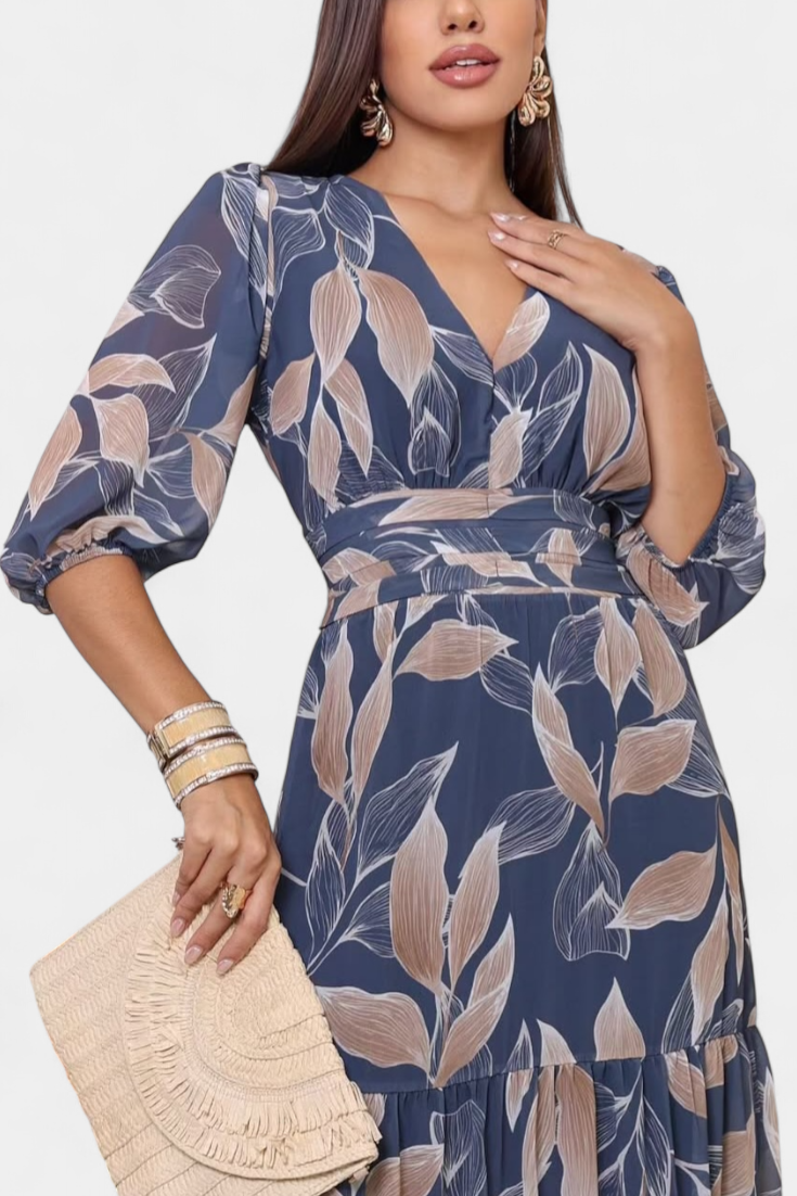 Aísha - Vestido maxi hojas de otoño