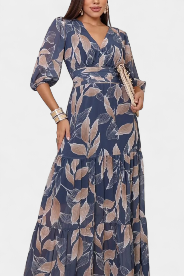 Aísha - Vestido maxi hojas de otoño