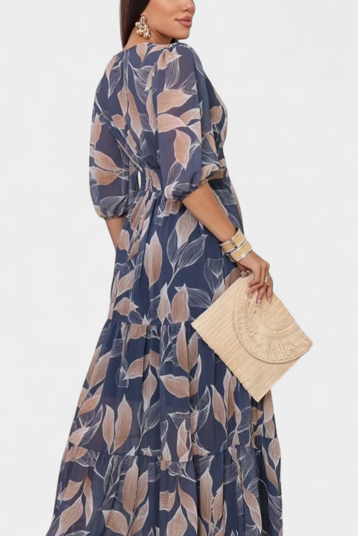 Aísha - Vestido maxi hojas de otoño