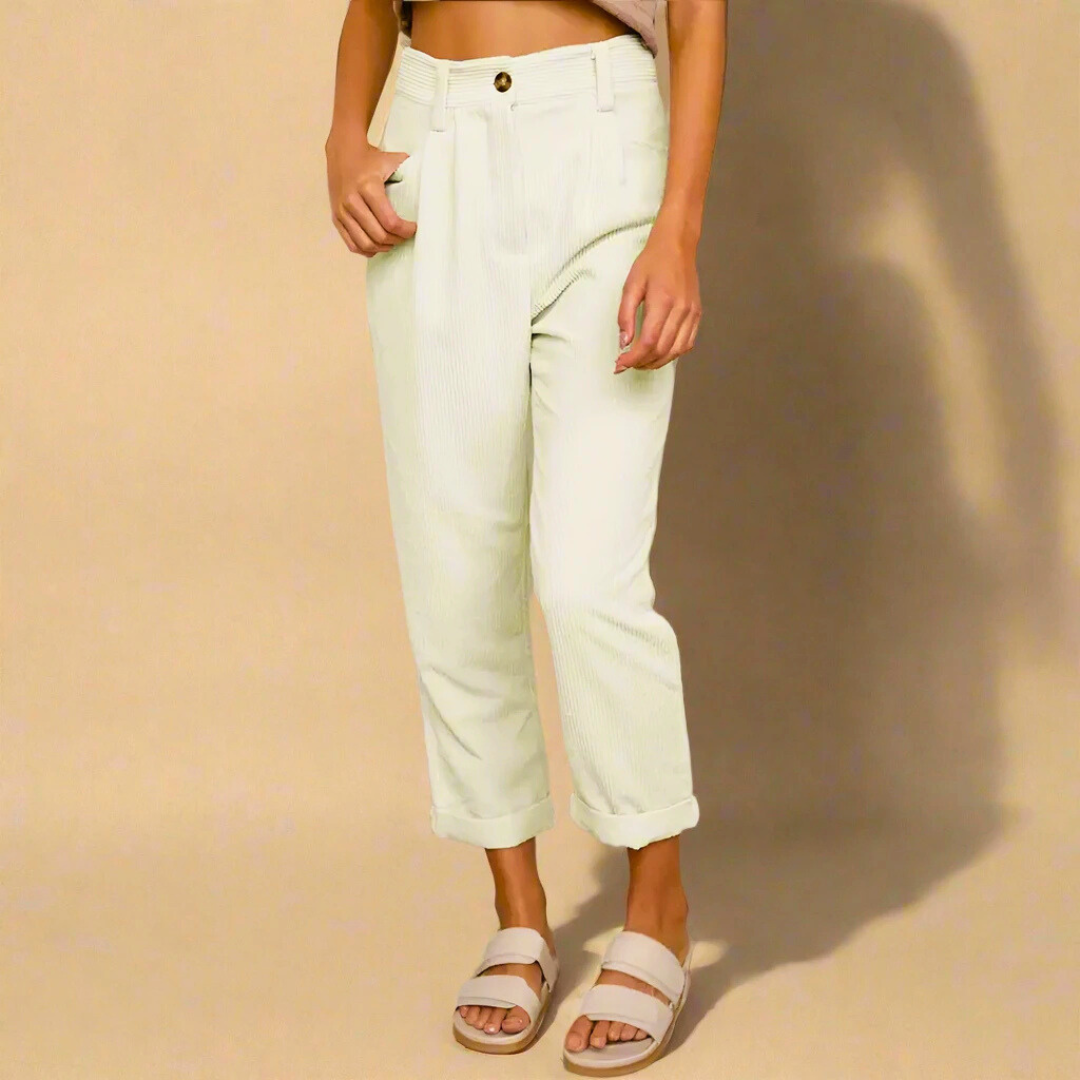 Olivia - Pantalón mujer pana | marrón, negro, crema, mostaza y azul