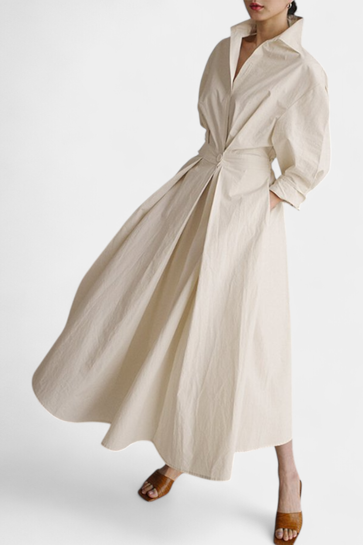 Miriam - Vestido camisero drapeado