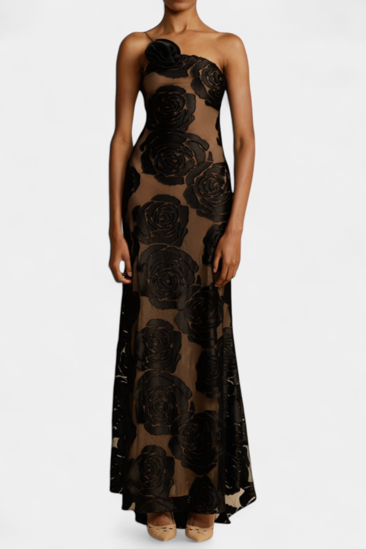 Vlada - Vestido de gala de un hombro con flores