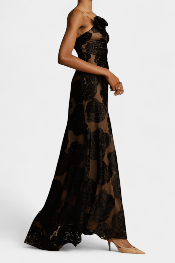 Vlada - Vestido de gala de un hombro con flores