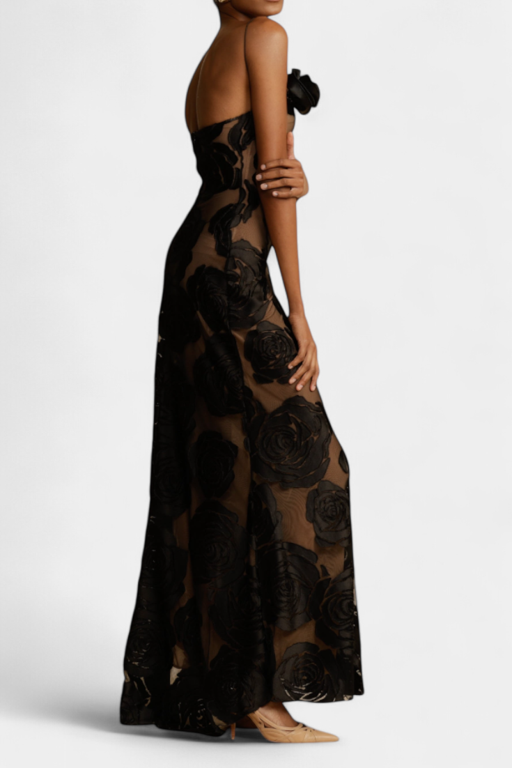 Vlada - Vestido de gala de un hombro con flores