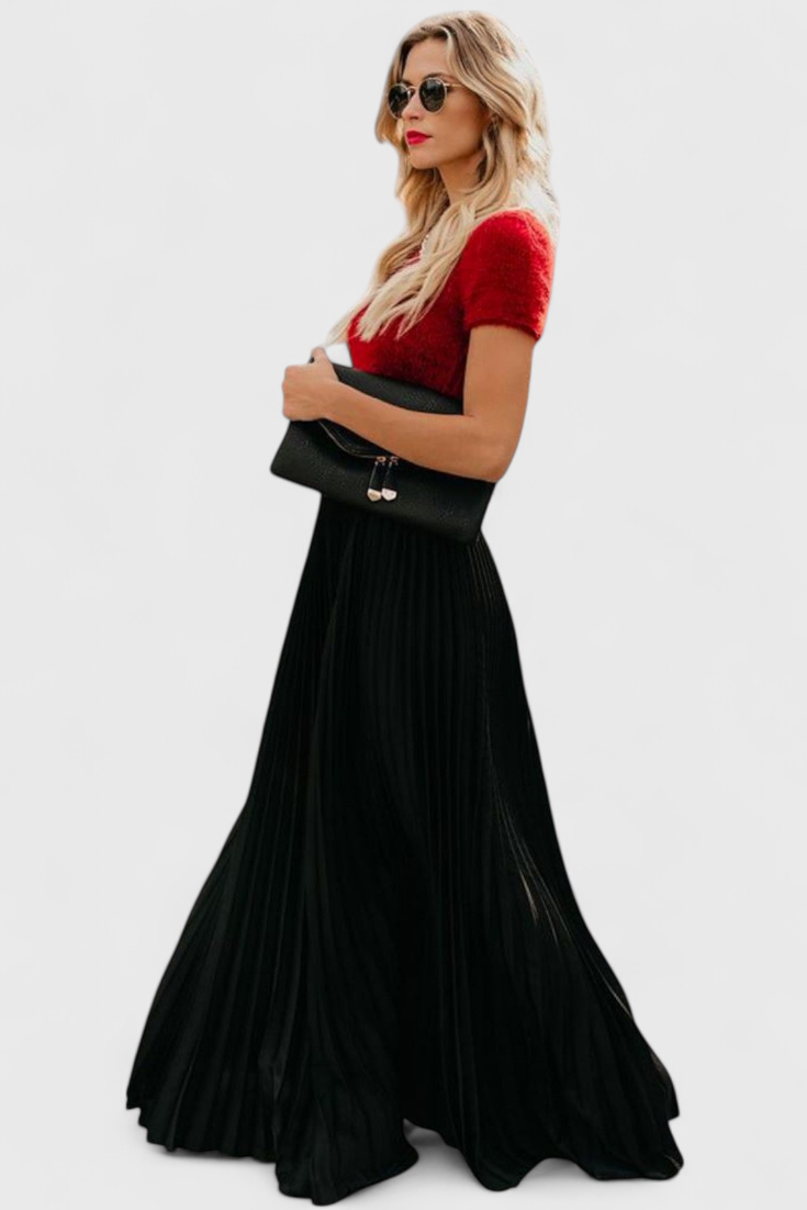 Vittoria - Falda maxi plisada estilo dramático