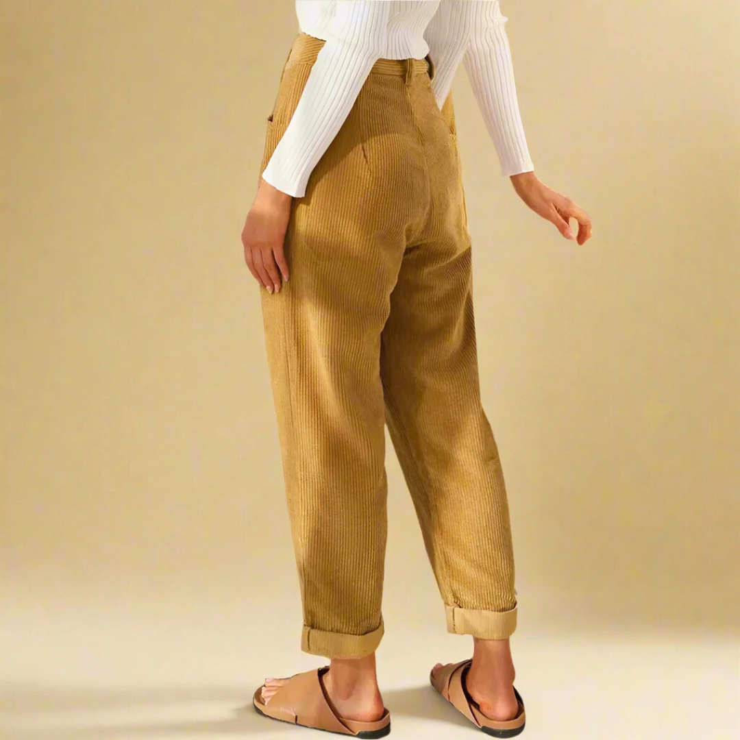 Olivia - Pantalón mujer pana | marrón, negro, crema, mostaza y azul