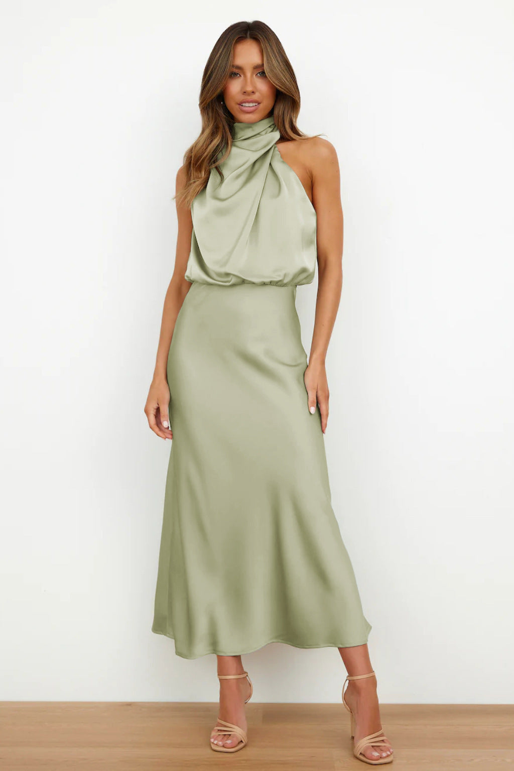 Isadora - Vestido midi satén drapeado