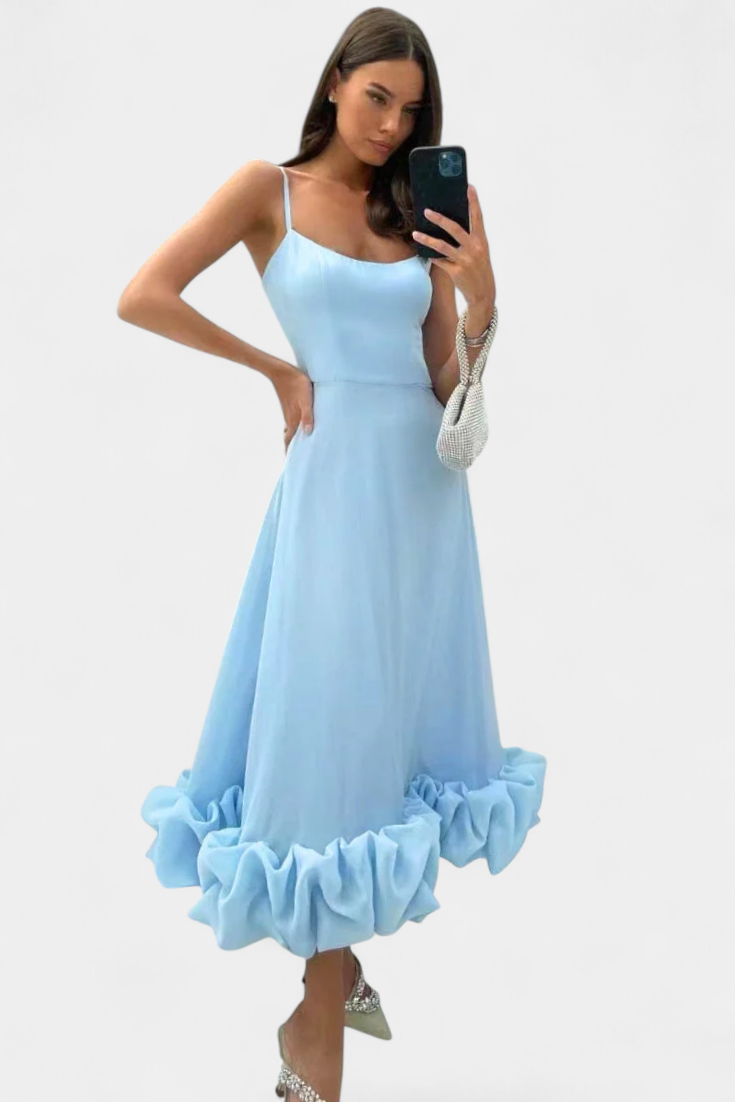Sela - Vestido midi con volante en el bajo