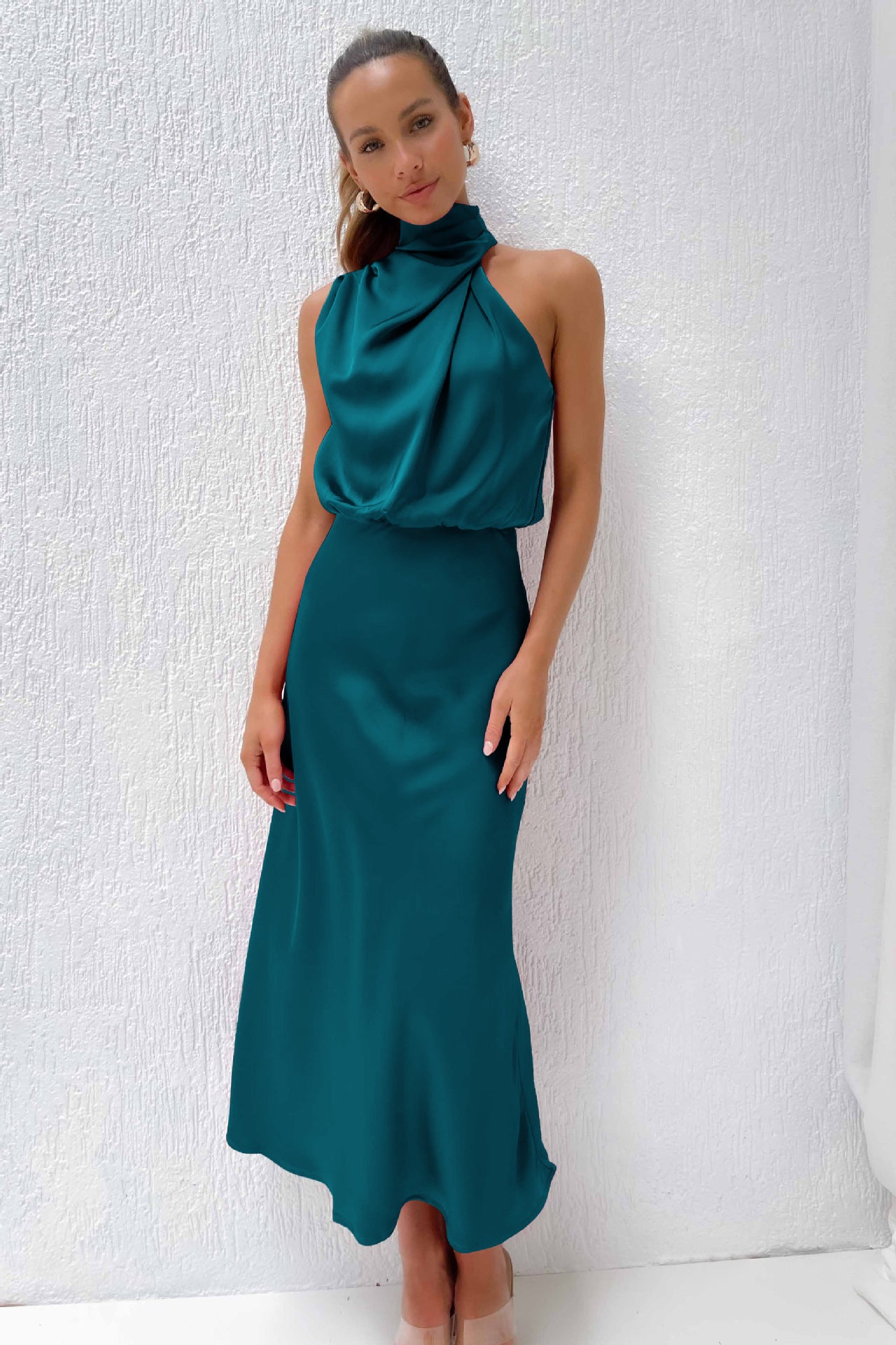 Isadora - Vestido midi satén drapeado