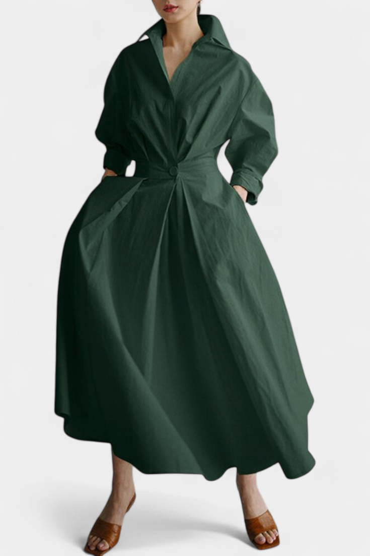 Miriam - Vestido camisero drapeado
