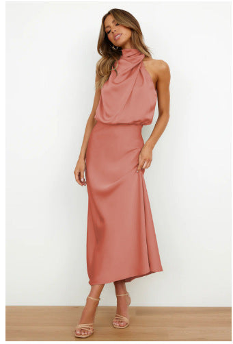 Isadora - Vestido midi satén drapeado
