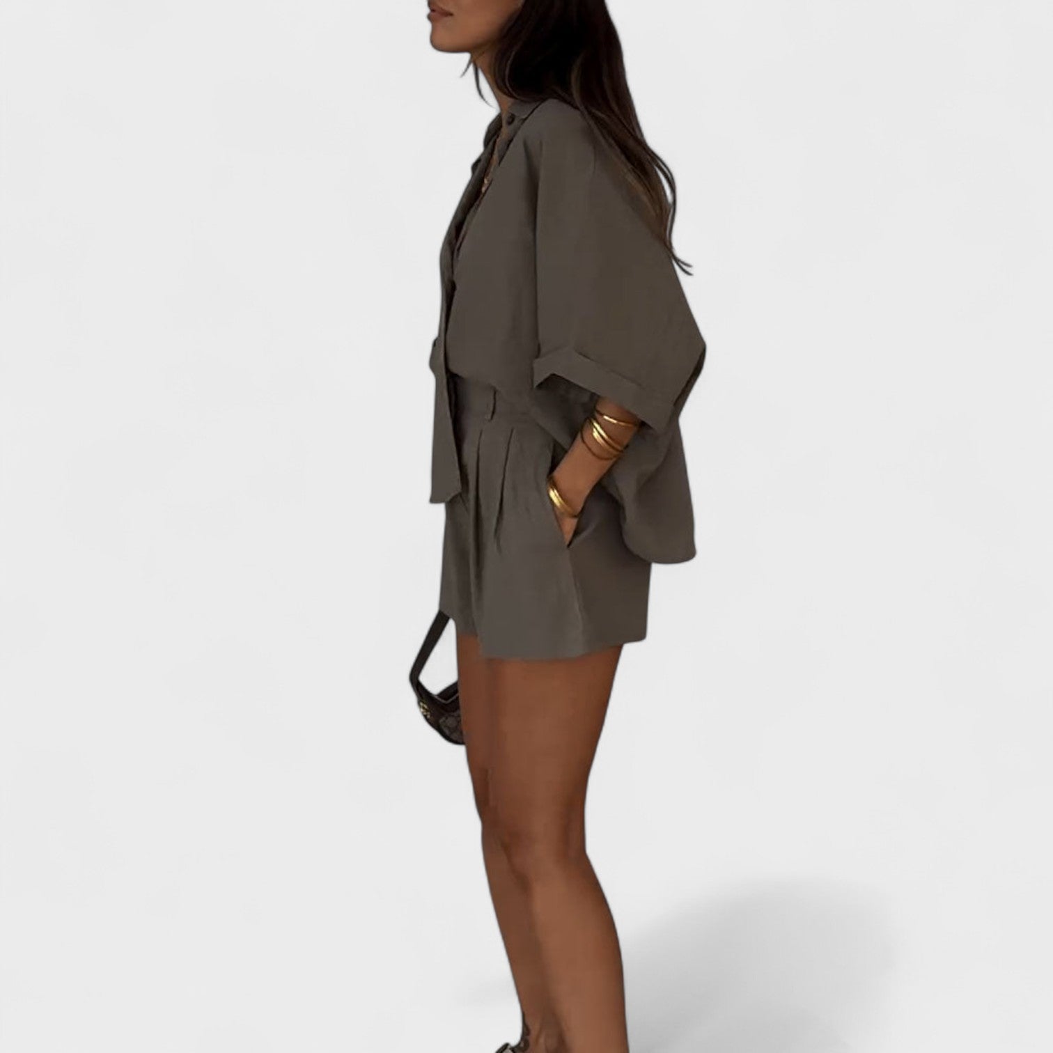 Malwina - Conjunto de shorts estilo de lino