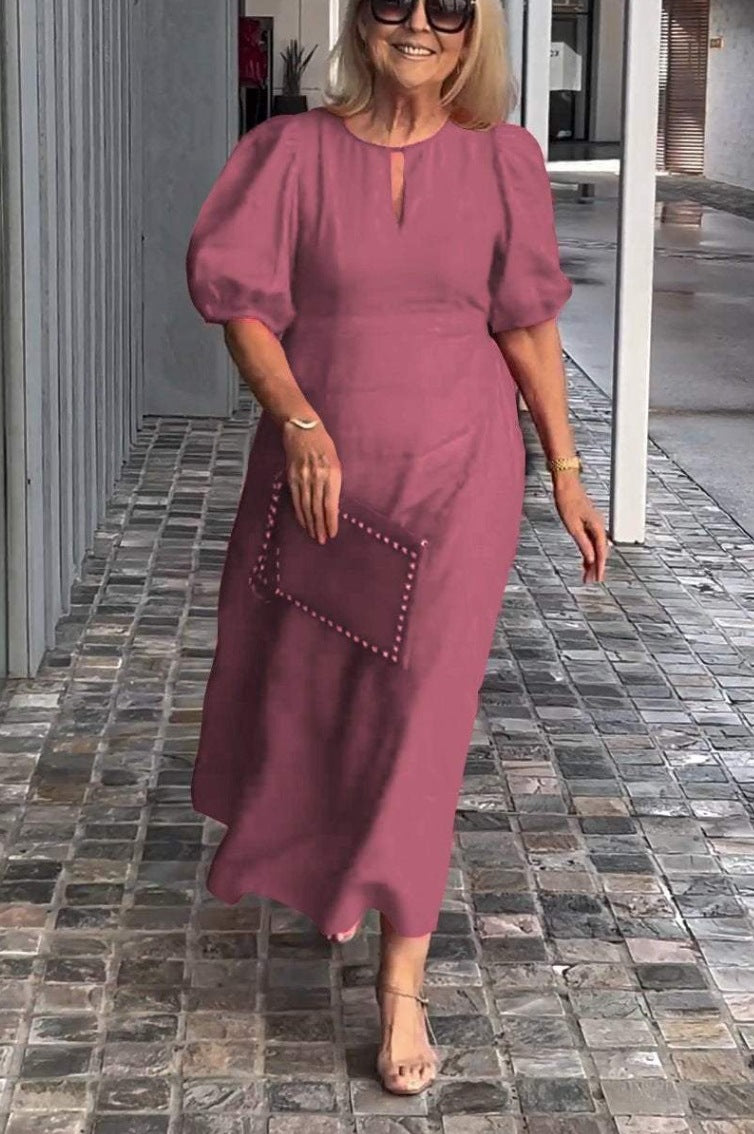 Connie - Vestido midi con mangas abullonadas