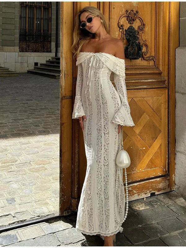Rosalie - Vestido de gala de encaje con mangas acampanadas