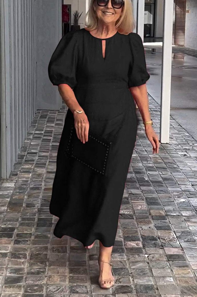 Connie - Vestido midi con mangas abullonadas