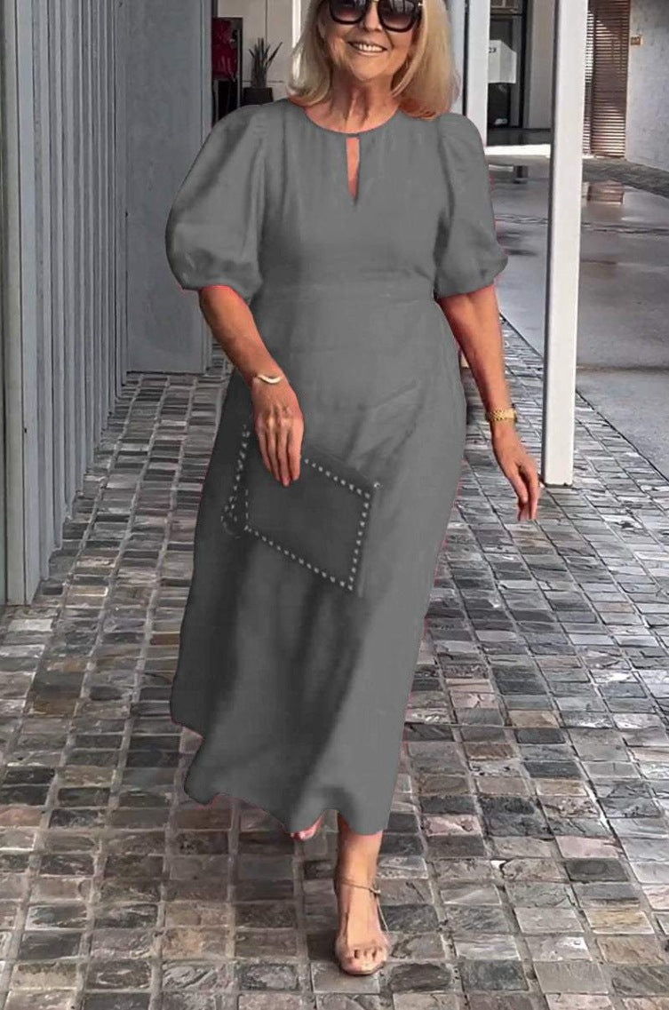 Connie - Vestido midi con mangas abullonadas