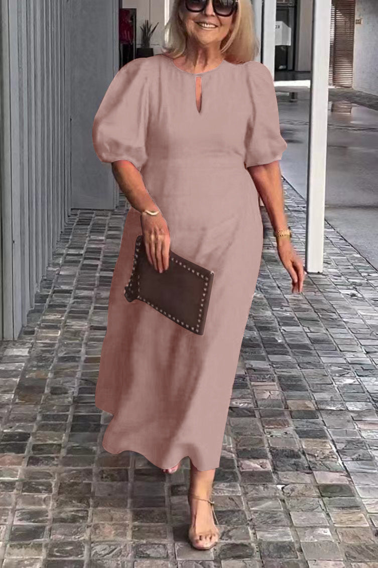 Connie - Vestido midi con mangas abullonadas