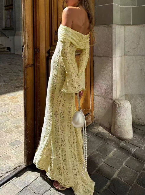 Rosalie - Vestido de gala de encaje con mangas acampanadas