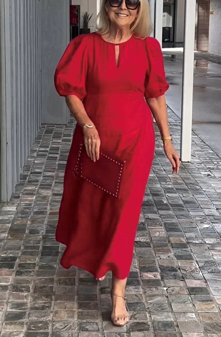 Connie - Vestido midi con mangas abullonadas