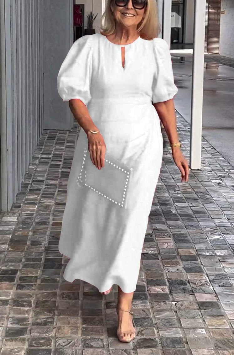 Connie - Vestido midi con mangas abullonadas