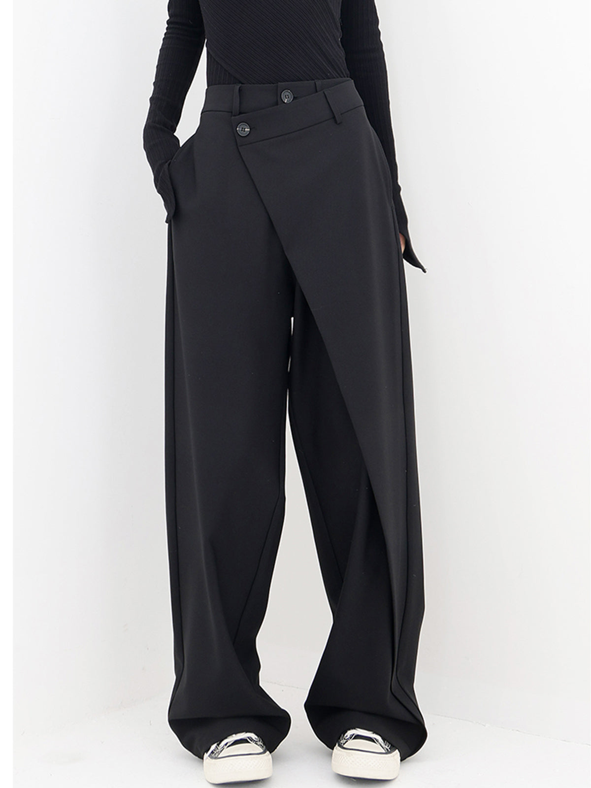 Aurora - Pantalón mujer asimétrico | negro, marrón claro y gris