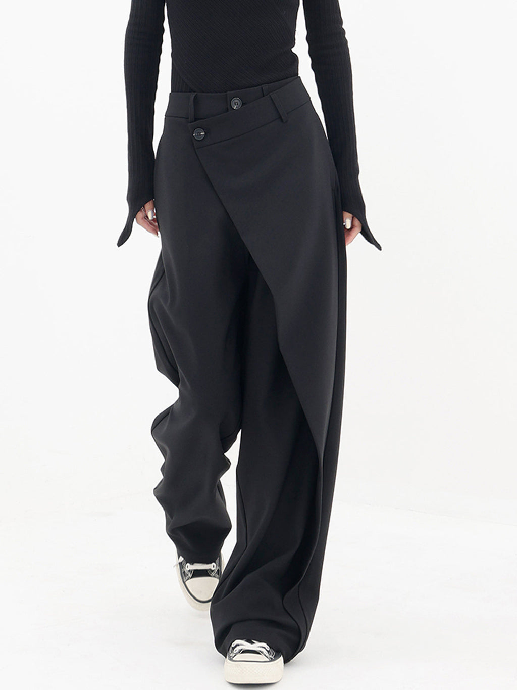 Aurora - Pantalón mujer asimétrico | negro, marrón claro y gris