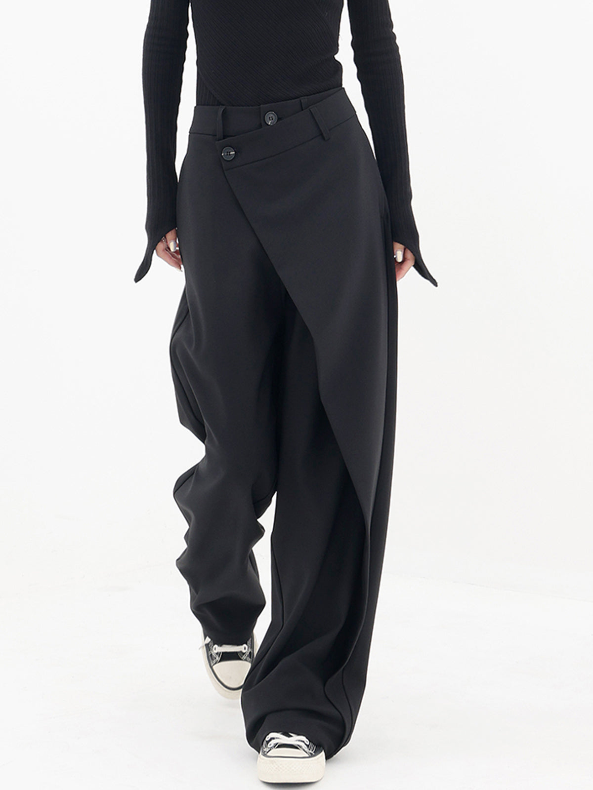 Aurora - Pantalón mujer asimétrico | negro, marrón claro y gris