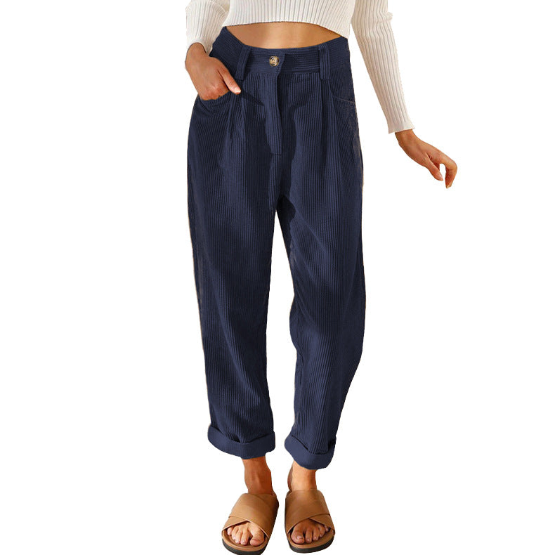 Olivia - Pantalón mujer pana | marrón, negro, crema, mostaza y azul