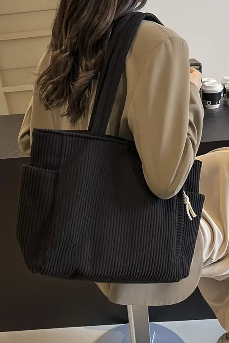 Tilda - Bolso tote de pana con bolsillos exteriores