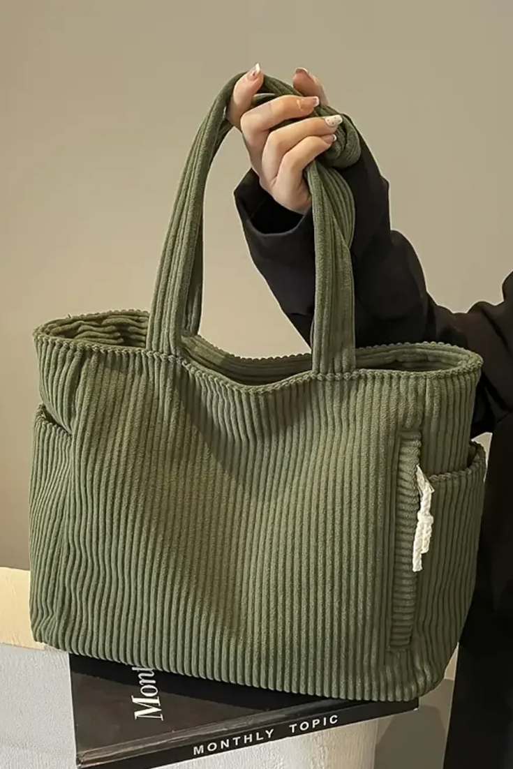 Tilda - Bolso tote de pana con bolsillos exteriores