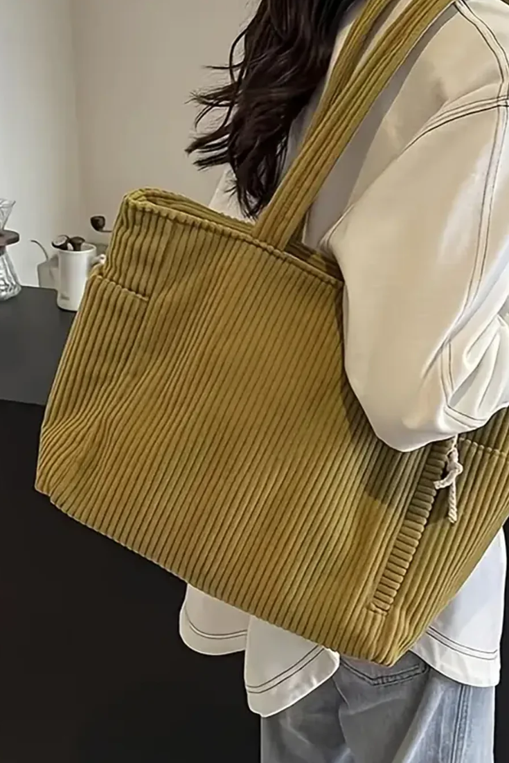 Tilda - Bolso tote de pana con bolsillos exteriores