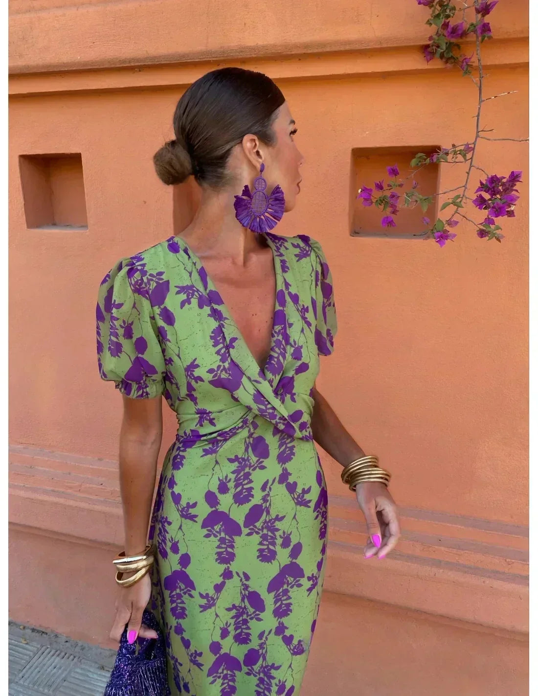 Victoria - Vestido midi jardín violeta