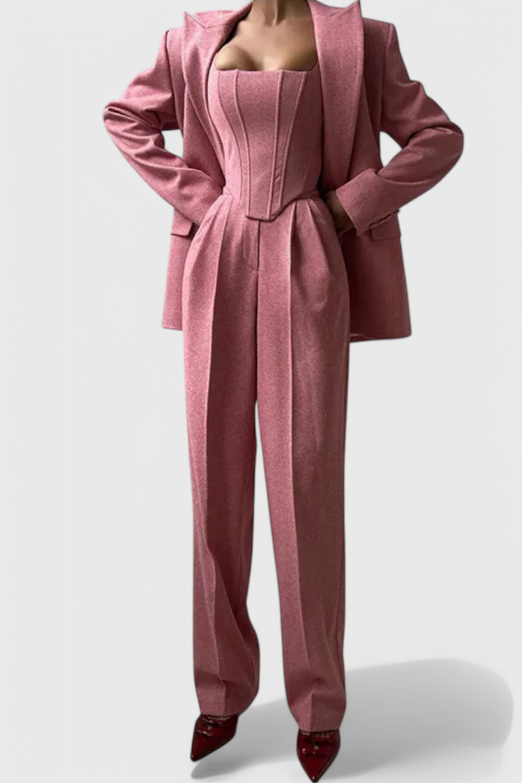 Evena - Conjunto de pantalón de tweed de tres piezas