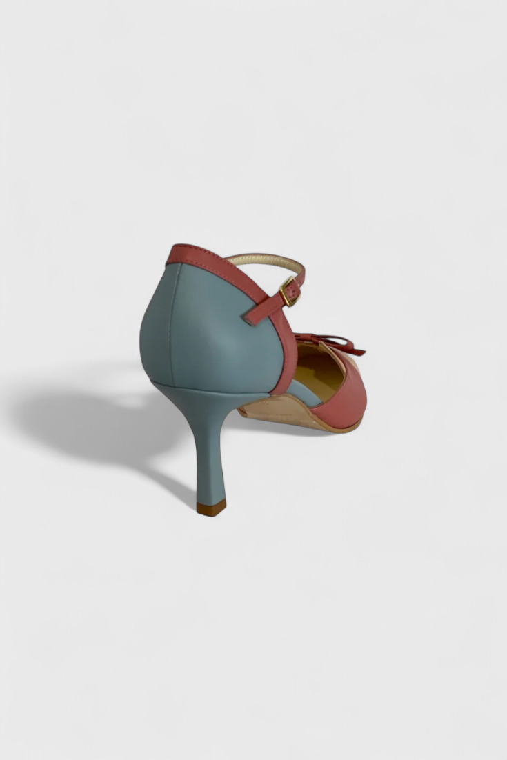 Janell - Zapatos de tacón con bloques de color y lazo