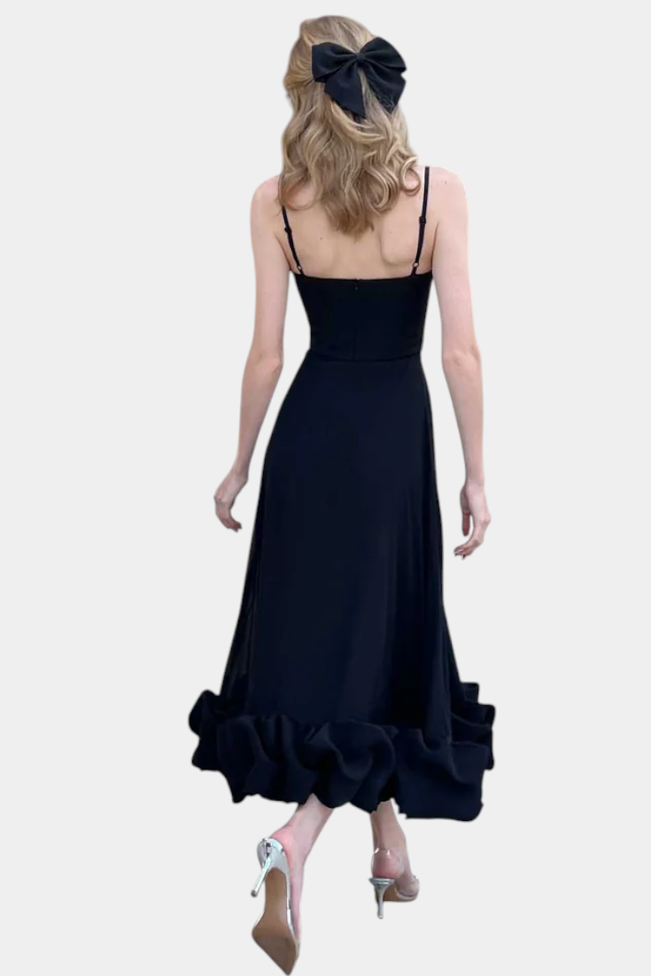 Sela - Vestido midi con volante en el bajo