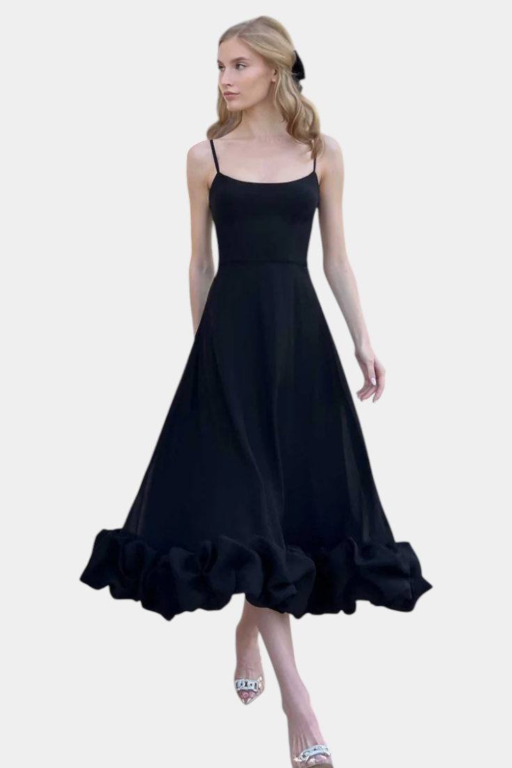 Sela - Vestido midi con volante en el bajo