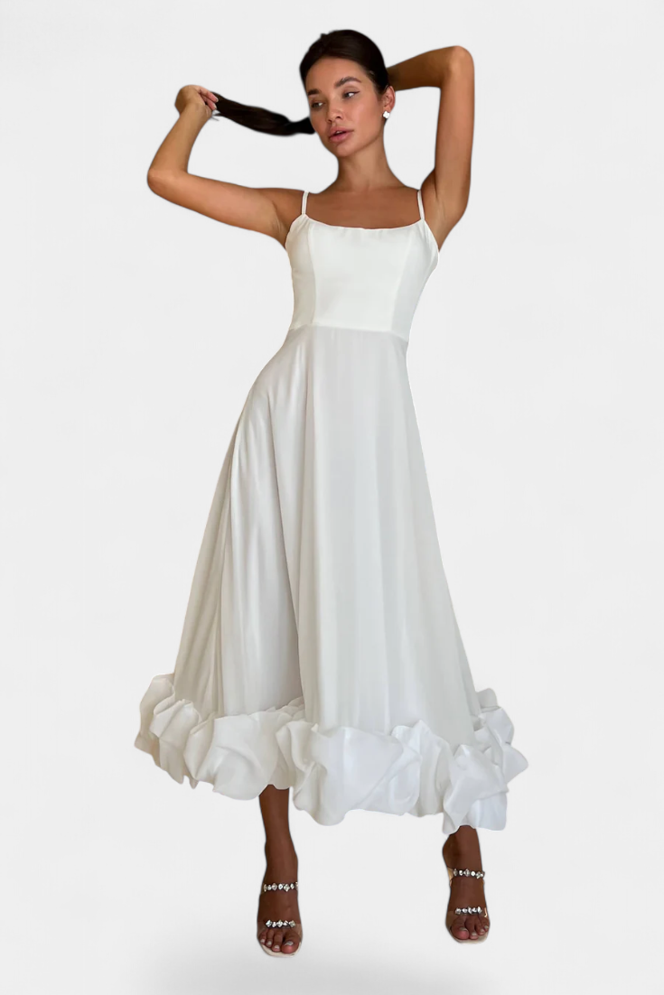 Sela - Vestido midi con volante en el bajo