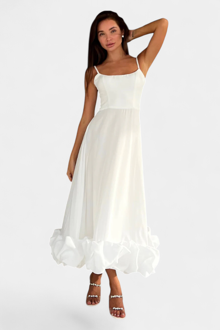 Sela - Vestido midi con volante en el bajo