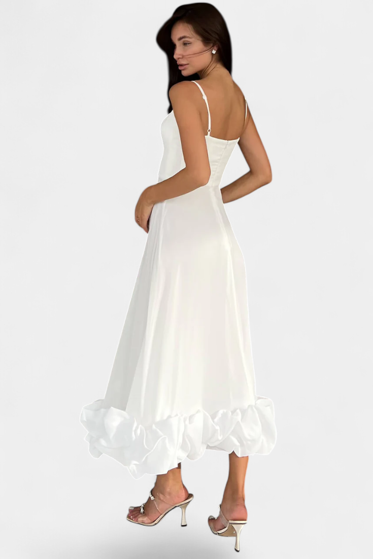 Sela - Vestido midi con volante en el bajo